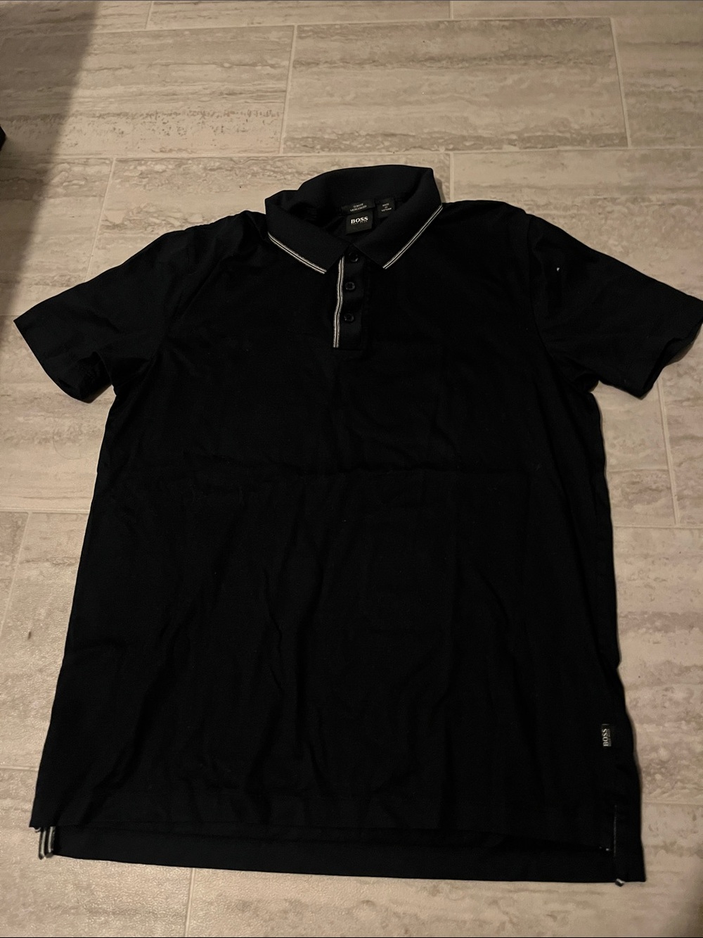 BOSS Black Polo with Contrast White Piping